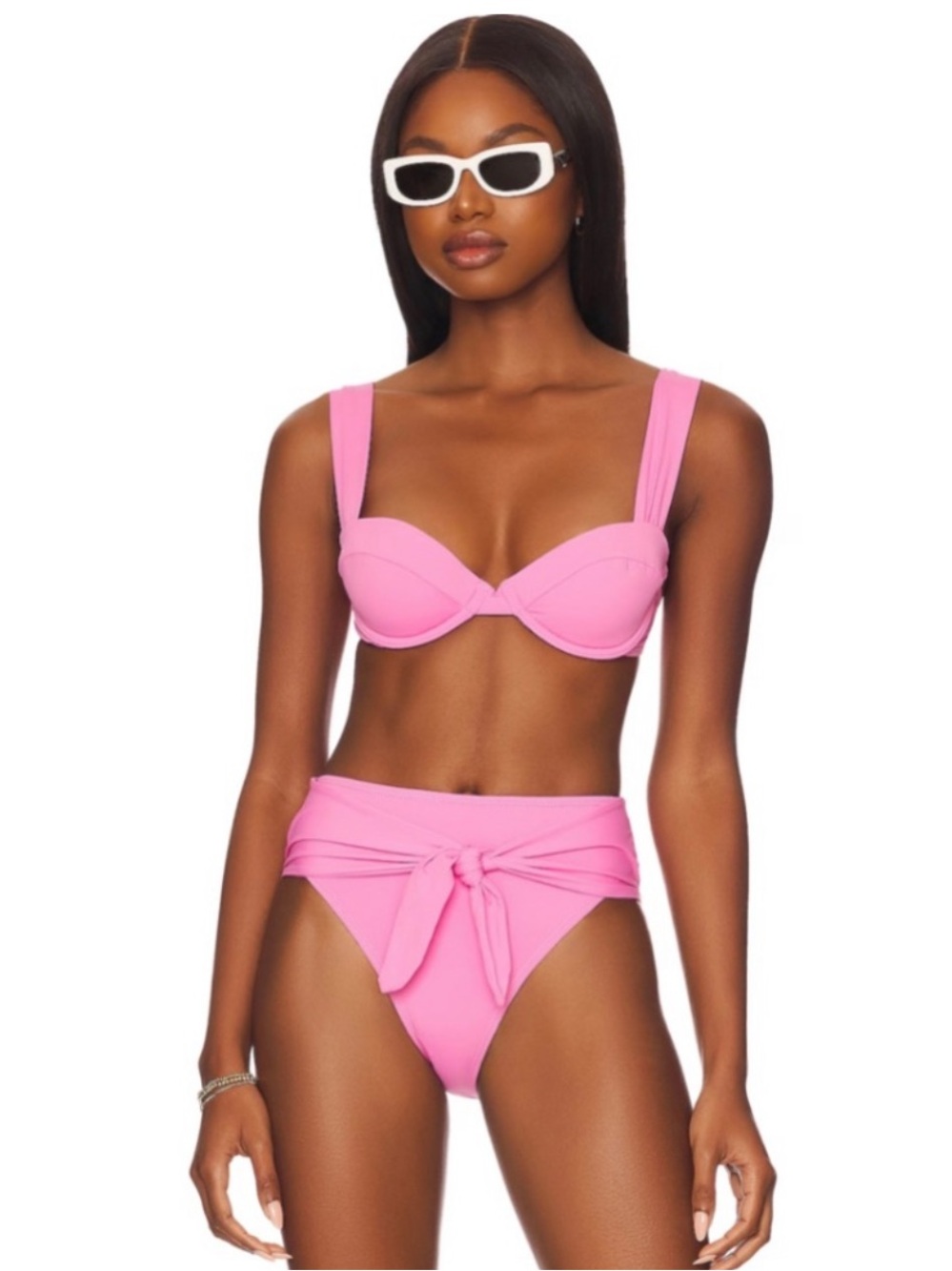 Agua Bendita Burnt Orange Bandeau Bikini with Tie-Waist Bottoms Set